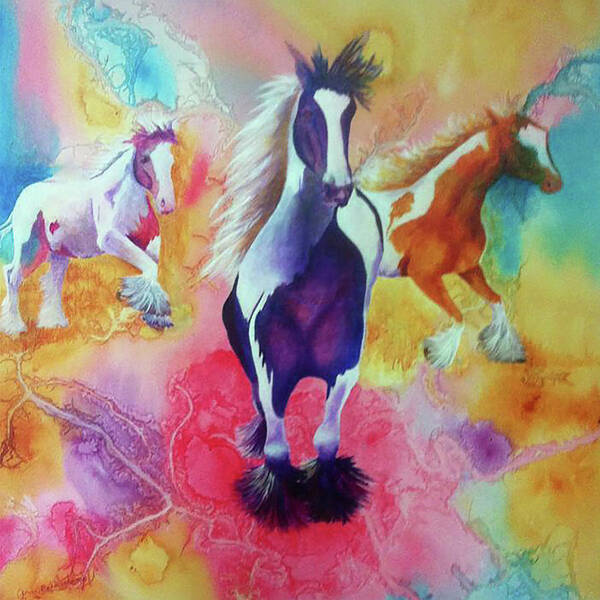 Horses Poster featuring the painting Painted Horses by Gerry Delongchamp