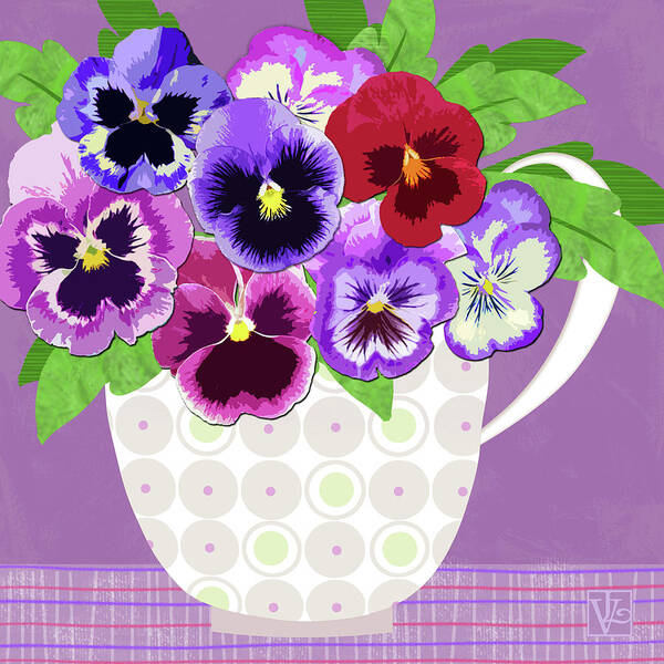 Pansies Poster featuring the digital art Pansies Stand for Thoughts by Valerie Drake Lesiak