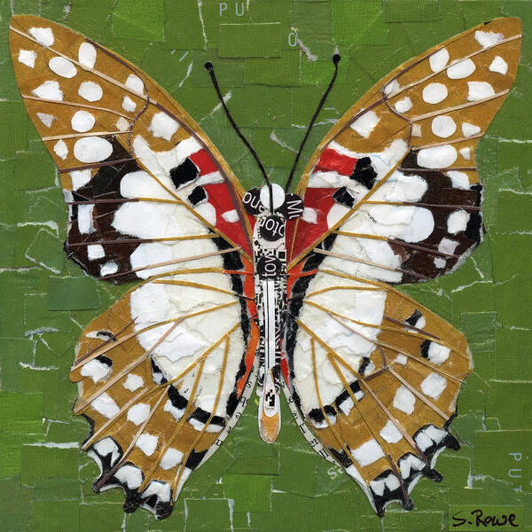 Butterfly Poster featuring the mixed media Paper Butterfly - Angola White Lady by Shawna Rowe