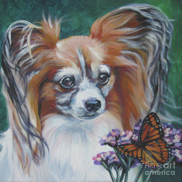 Papillon Poster featuring the painting Papillon with monarch by Lee Ann Shepard
