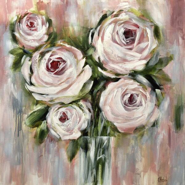 Large Pink Roses Poster featuring the painting Pastel Pink Roses by Chris Hobel