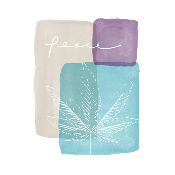Cannabis Poster featuring the mixed media Peace Cannabis Leaf Watercolor- Art by Linda Woods by Linda Woods