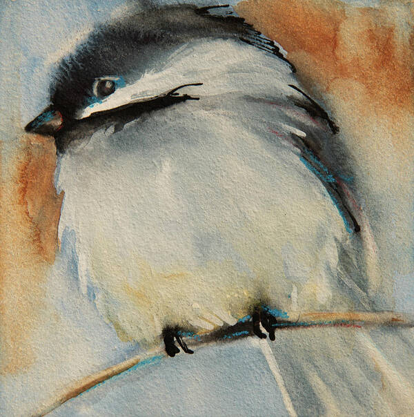 Black-capped Chickadee Poster featuring the painting Peaceful Chickadee by Jani Freimann