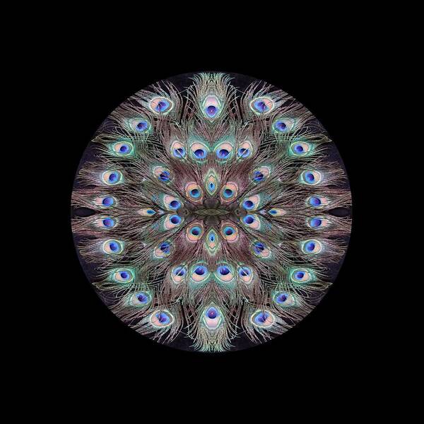 Mandala Poster featuring the digital art Peacock Eye Kaleidoscope by Julia L Wright