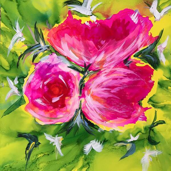 Peonies Poster featuring the painting Perfectly Pink Peonies by Bonny Butler