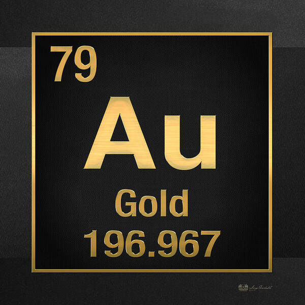'the Elements' Collection By Serge Averbukh Poster featuring the digital art Periodic Table of Elements - Gold - Au - Gold on Black by Serge Averbukh