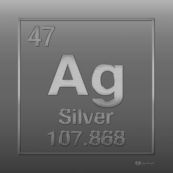 'the Elements' Collection By Serge Averbukh Poster featuring the digital art Periodic Table of Elements - Silver - Ag - Silver on Silver by Serge Averbukh