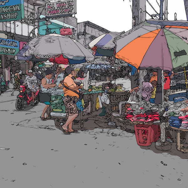 Philippines Poster featuring the painting Philippines 708 Market by Rolf Bertram