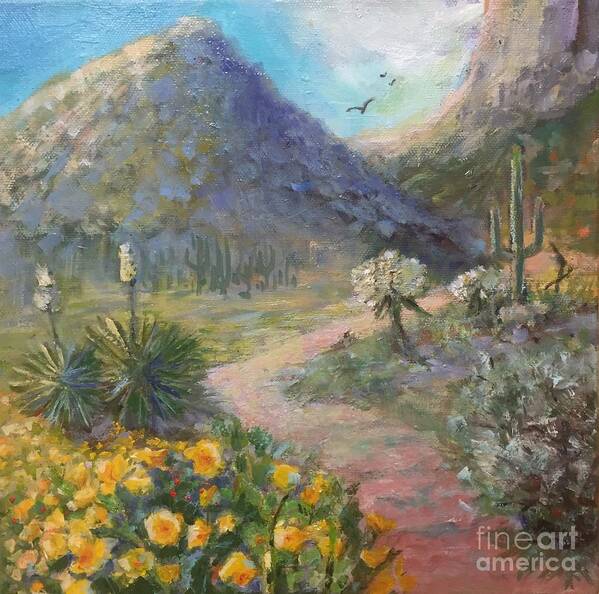 Yucca Poster featuring the painting Picacho Peak by Patricia Amen