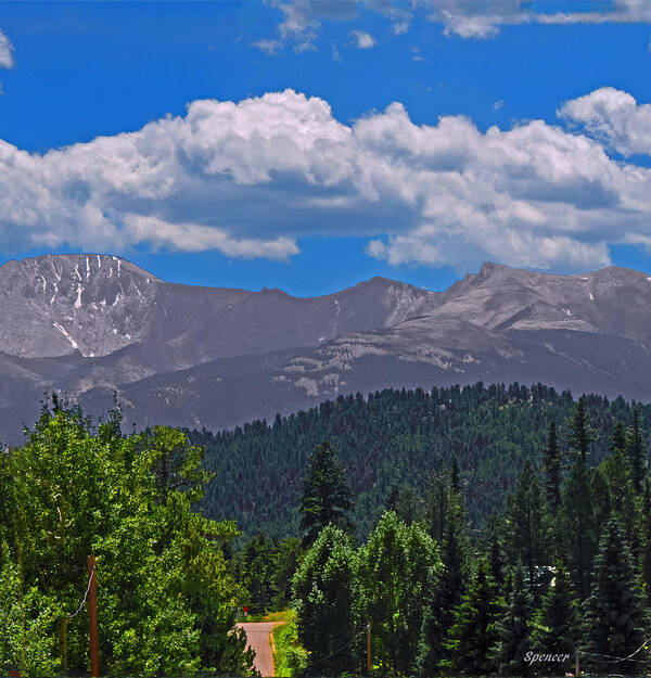 Mountain Poster featuring the photograph Pikes Panoramic Center Segment by T Guy Spencer