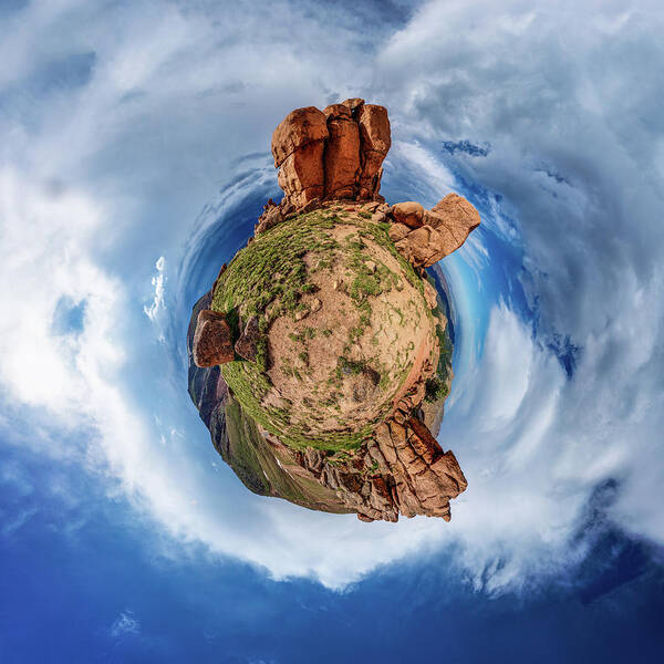 American West Poster featuring the photograph Pikes Peak Tiny Planet #1 by Chris Bordeleau