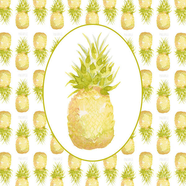 Pineapple Poster featuring the painting Pineapple cameo by Cindy Garber Iverson
