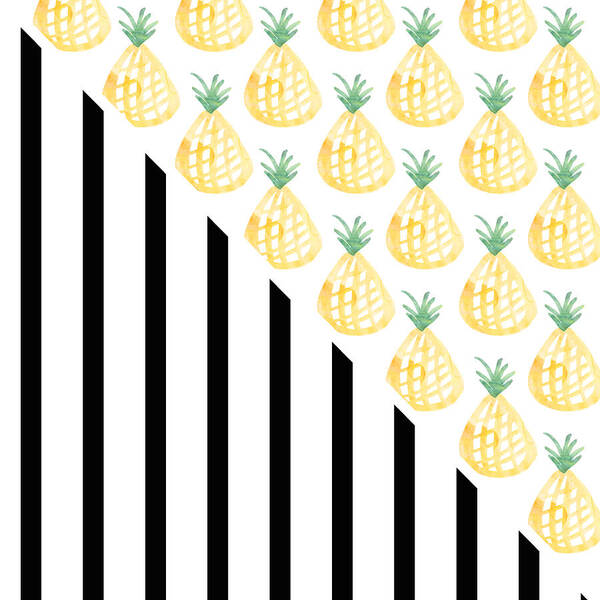 Pineapple Poster featuring the mixed media Pineapples and Stripes by Linda Woods