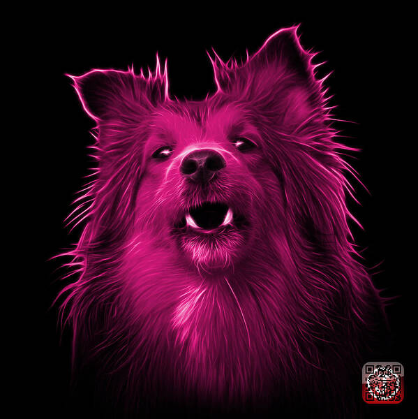 Sheltie Poster featuring the painting Pink Sheltie Dog Art 0207 - BB by James Ahn