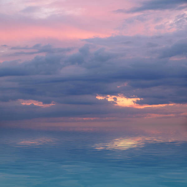 Ocean Sunset Poster featuring the photograph Pink Sunset Reflections by Gill Billington