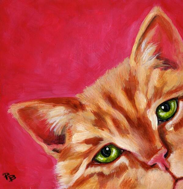Cat Poster featuring the painting Pink with Attitude by Pat Burns
