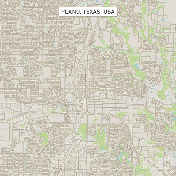 Plano Poster featuring the digital art Plano Texas US City Street Map by Frank Ramspott