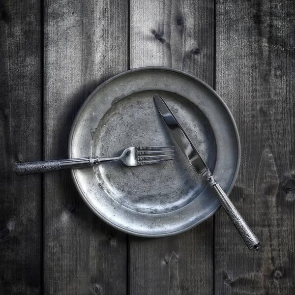 Silver Poster featuring the photograph Plate With Silverware by Joana Kruse