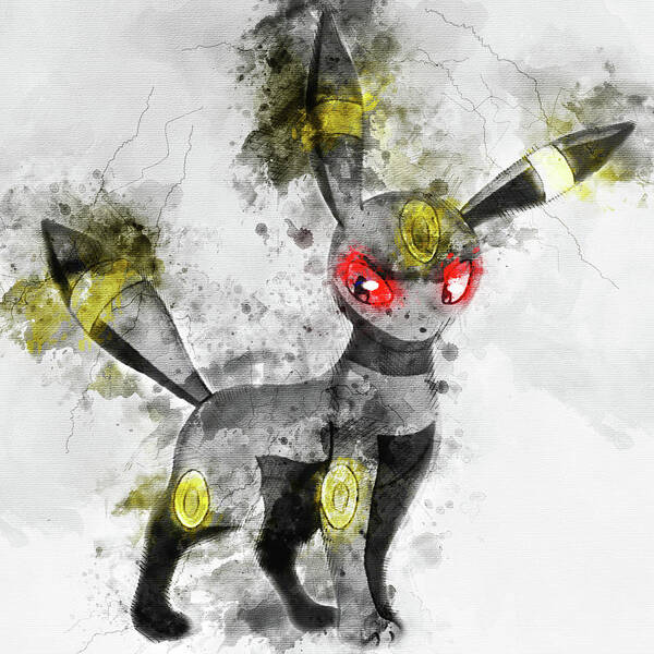 Pokemon Umbreon Abstract Portrait - by Diana Van Poster by Diana Van -  Pixels