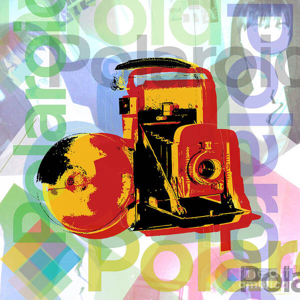 Polaroid Poster featuring the digital art Polaroid camera Pop Art by Jean luc Comperat