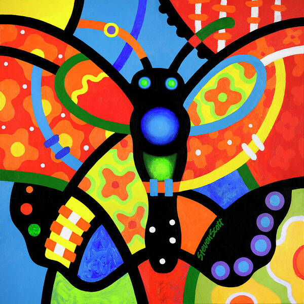 Butterfly Poster featuring the painting Kaleidoscope Butterfly #1 by Steven Scott