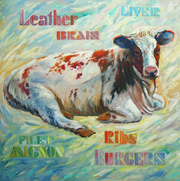 Livestock Poster featuring the painting Poor miss Bessie by Rick Nederlof