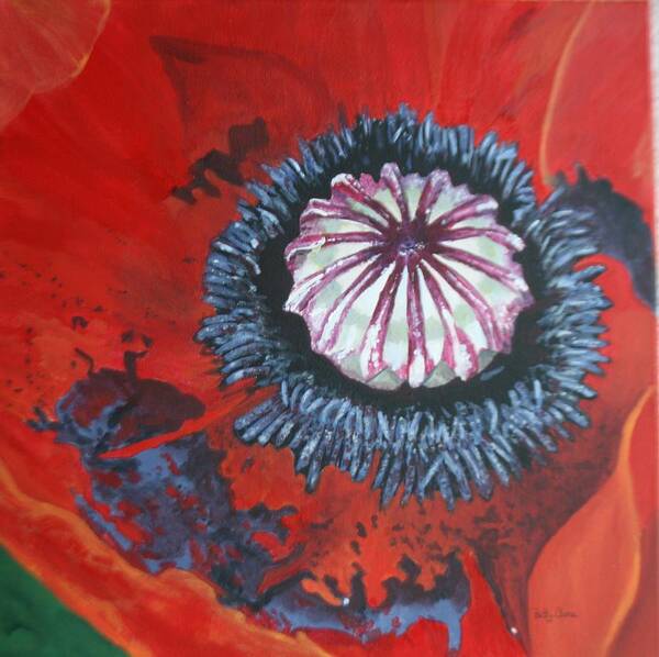 Floral Poster featuring the painting Poppy Centre by Betty-Anne McDonald