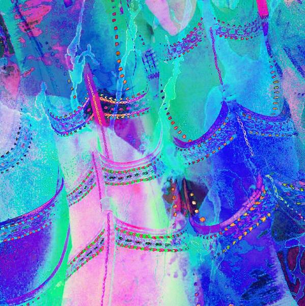Shopping Poster featuring the photograph Psychedelic Blue Shoes Shopping is Fun Abstract Square 4f by Sue Jacobi