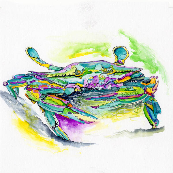 Purple Poster featuring the photograph Purple Blue Yellow Sea Watercolor Series 2 Blue Crab by Shelly Tschupp
