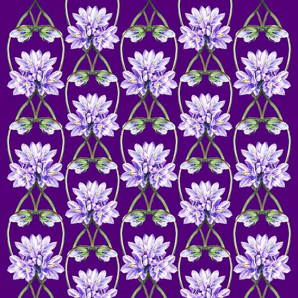 Purple Poster featuring the painting Purple Flowers Hearts Pattern by Irina Sztukowski