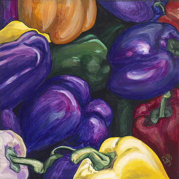 Purple Poster featuring the painting Purple Peppers by Patty Vicknair