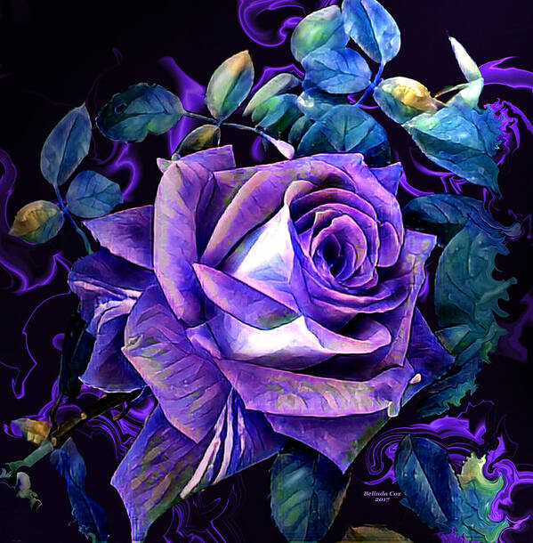 Digital Art Poster featuring the digital art Purple Rose Bud Painting by Artful Oasis