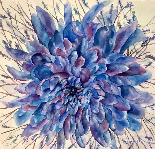 Flowers Poster featuring the painting Purplish Blue Petals by Karen Ann