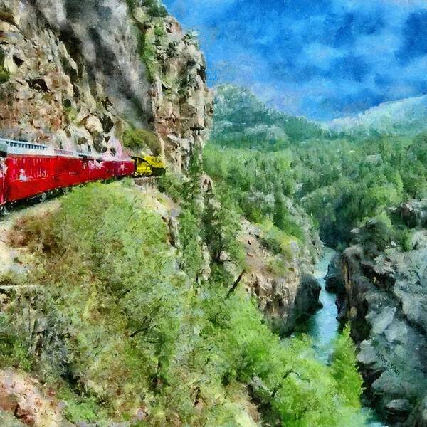 Animas Poster featuring the painting Rails Above the River by Jeffrey Kolker