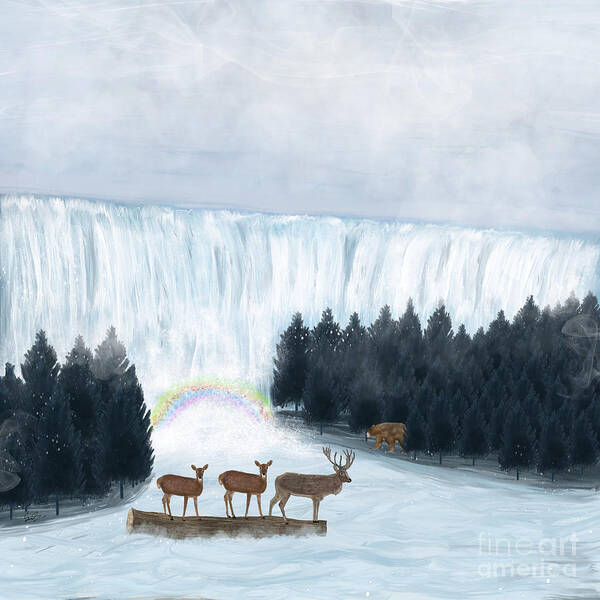 Deer Poster featuring the painting Rainbow Creek by Bri Buckley