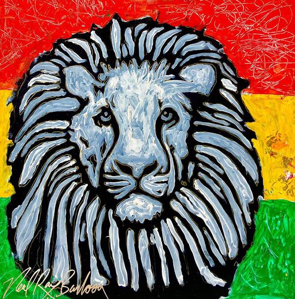 Lion Rastafari Poster featuring the painting Rastafari Lion by Neal Barbosa