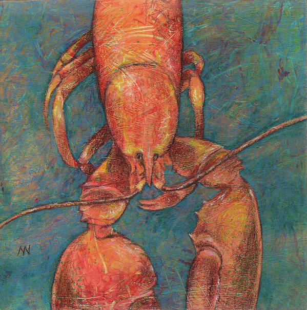 Lobster Poster featuring the mixed media Ready for Suppah by AnneMarie Welsh