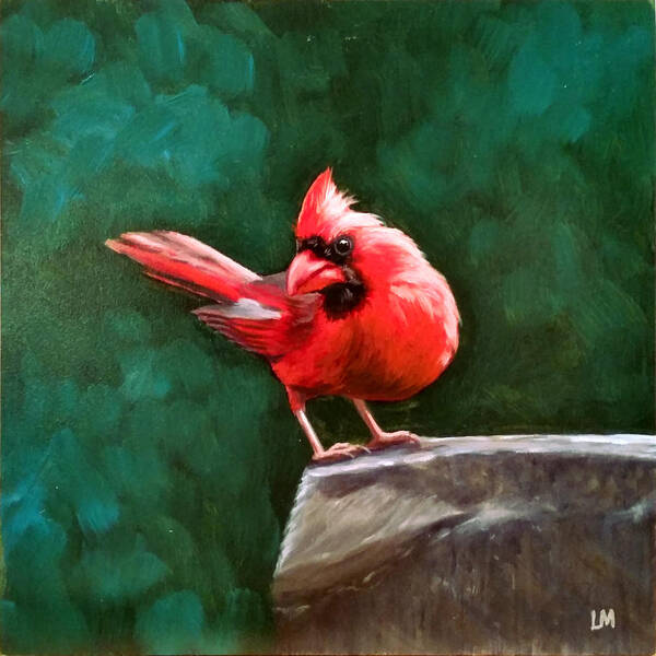 Red Poster featuring the painting Red Cardinal by Linda Merchant