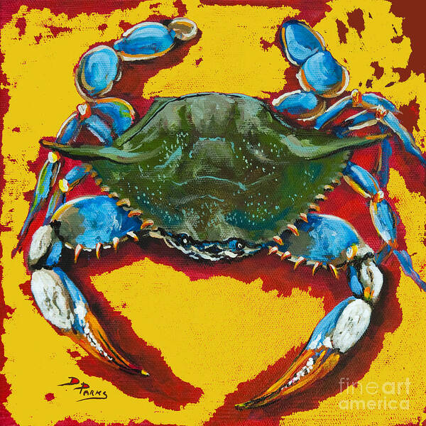Louisiana Red Hot Crab Poster featuring the painting Red Hot Crab by Dianne Parks