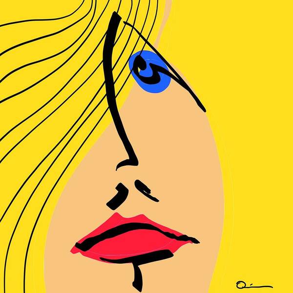 Blonde Poster featuring the digital art Red Lips by Jeffrey Quiros