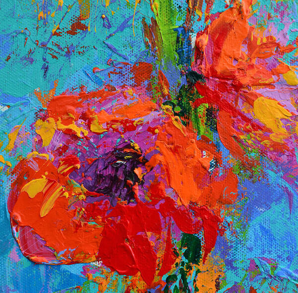 Red Orange Peony Flower Poster featuring the painting Red Orange Peony Flower by Patricia Awapara