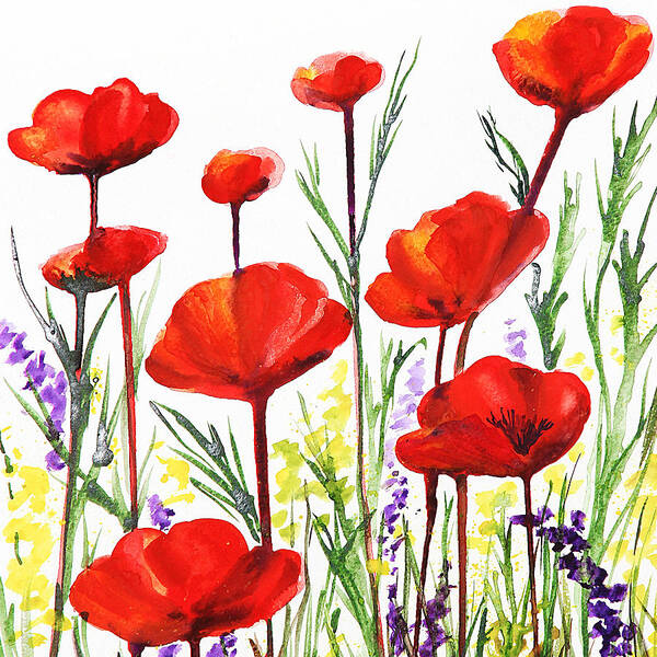 Poppies Poster featuring the painting Red Poppies Art by Irina Sztukowski by Irina Sztukowski