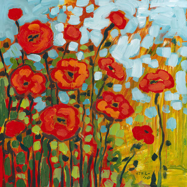 Poppy Poster featuring the painting Red Poppy Field by Jennifer Lommers