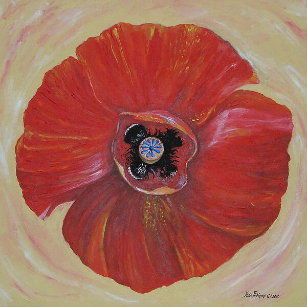 Acrylic Poster featuring the painting Red Poppy by Rita Fetisov