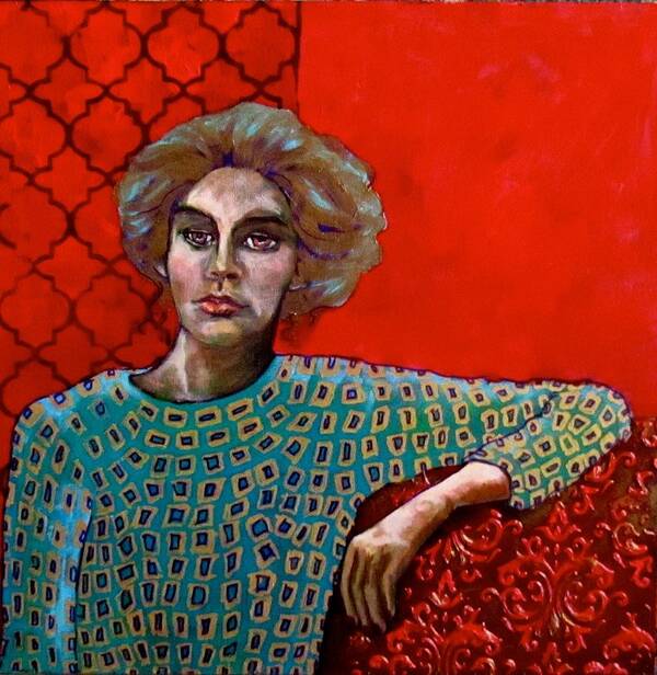 Woman Poster featuring the painting Red Room by Barbara O'Toole