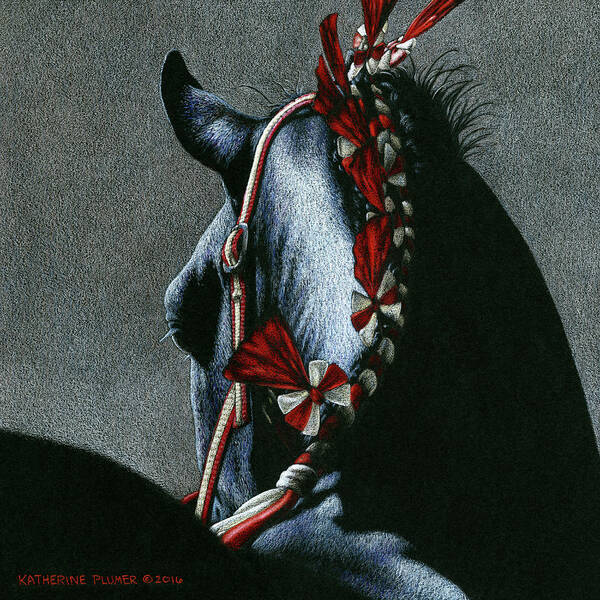 Horse Poster featuring the drawing Red Rosettes by Katherine Plumer