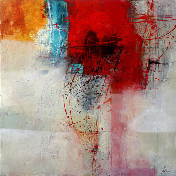 Abstract Art Poster featuring the painting Red Splash 1 by Jane Davies