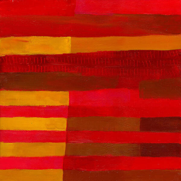 Abstract Art Poster featuring the painting Red Stripes 1 by Jane Davies
