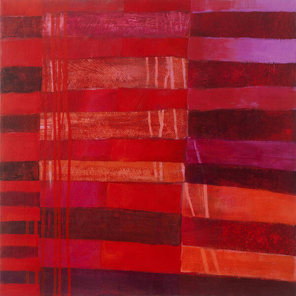 Abstract Art Poster featuring the painting Red Stripes 2 by Jane Davies