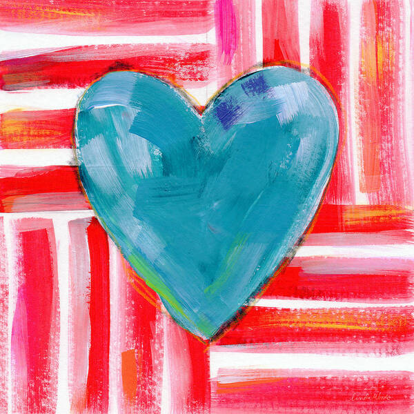 Heart Poster featuring the painting Red White and Blue Love- Art by Linda Woods by Linda Woods